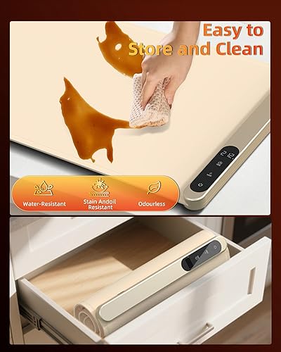 Vista 8 de Warming Mat For Food 500W Graphene High-Tech 5s Food Warming Mat,6-Temp 6H Timer Food Warmer,Auto Shut Off Chafing Dishes For Buffet,Roll Up Food