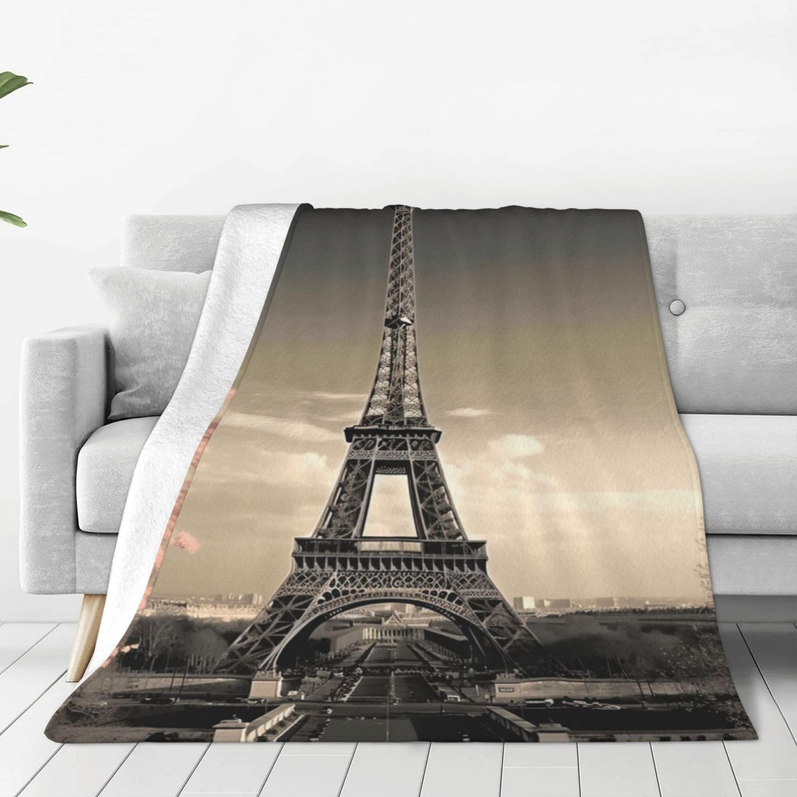 Couverture micro polaire Tour de Paris 203x150cm pour canapé