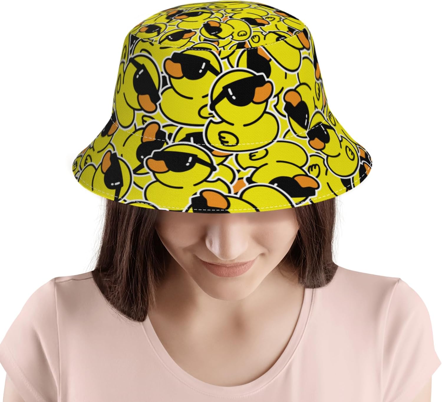 Cute Duck Bucket Hats Fashion Beach Sun Cap Packable Outdoor Fisherman Hat for Women and Men