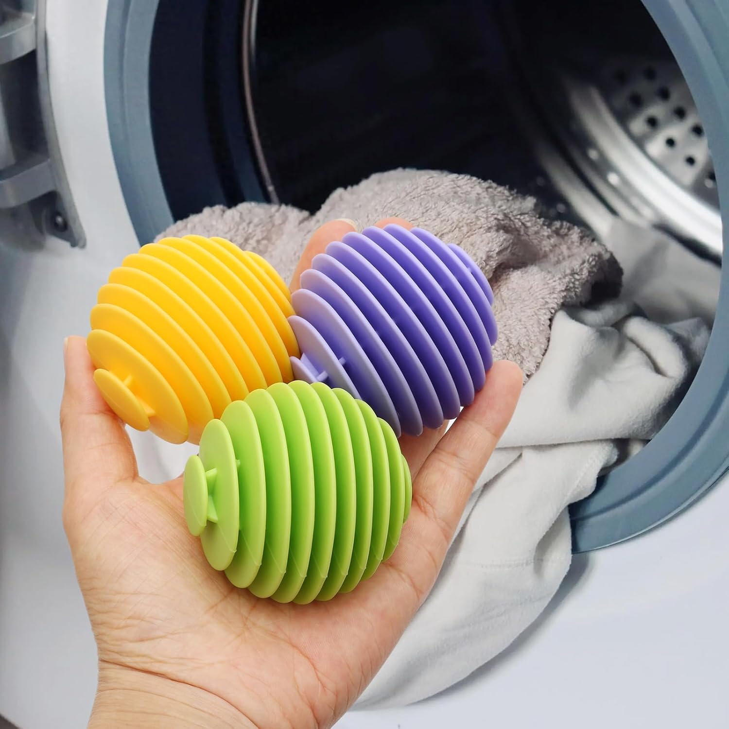 Padchaaya Laundry Anti-Tangle Washing Balls || Fabric Softener & Anti-Wrinkle Dryer Balls for Washing Machine || Reusable Washer Balls for Tangled-Free Clothing (3Pcs Washing Balls)