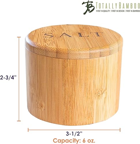 Miniatura 5 de Caja de almacenamiento de bambú con tapa giratoria magnética grabado con sal en la tapa
