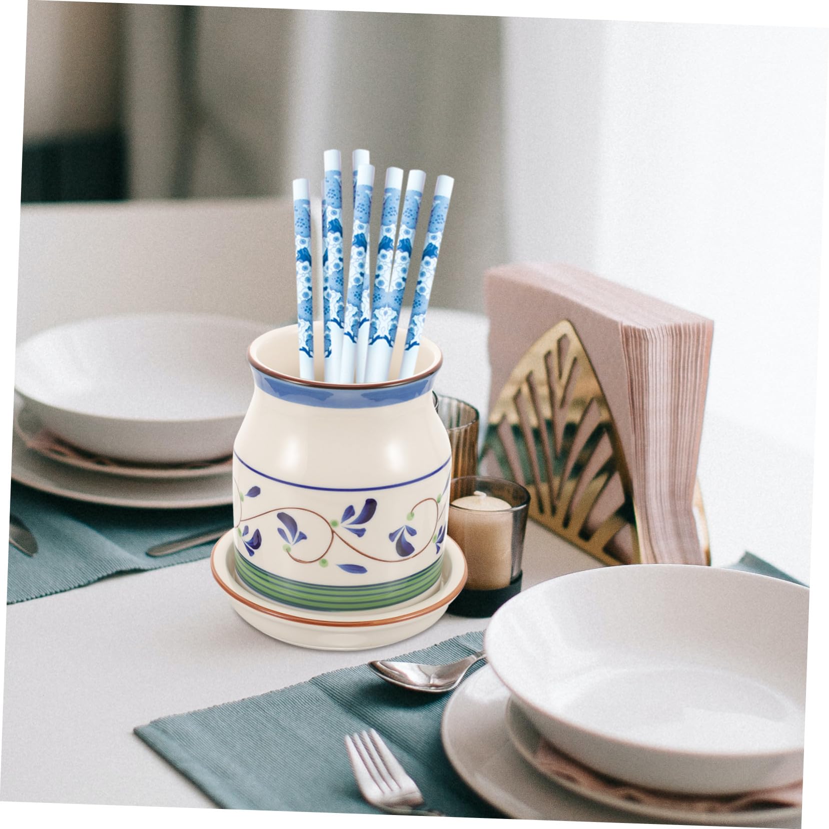 Soporte Cerámico para Secar Cubiertos y Palillos Escurridor Multifuncional para Cocina Doméstica y Hotel Diseño Delicado y Resistente Almacenamiento Práctico para Utensilios de