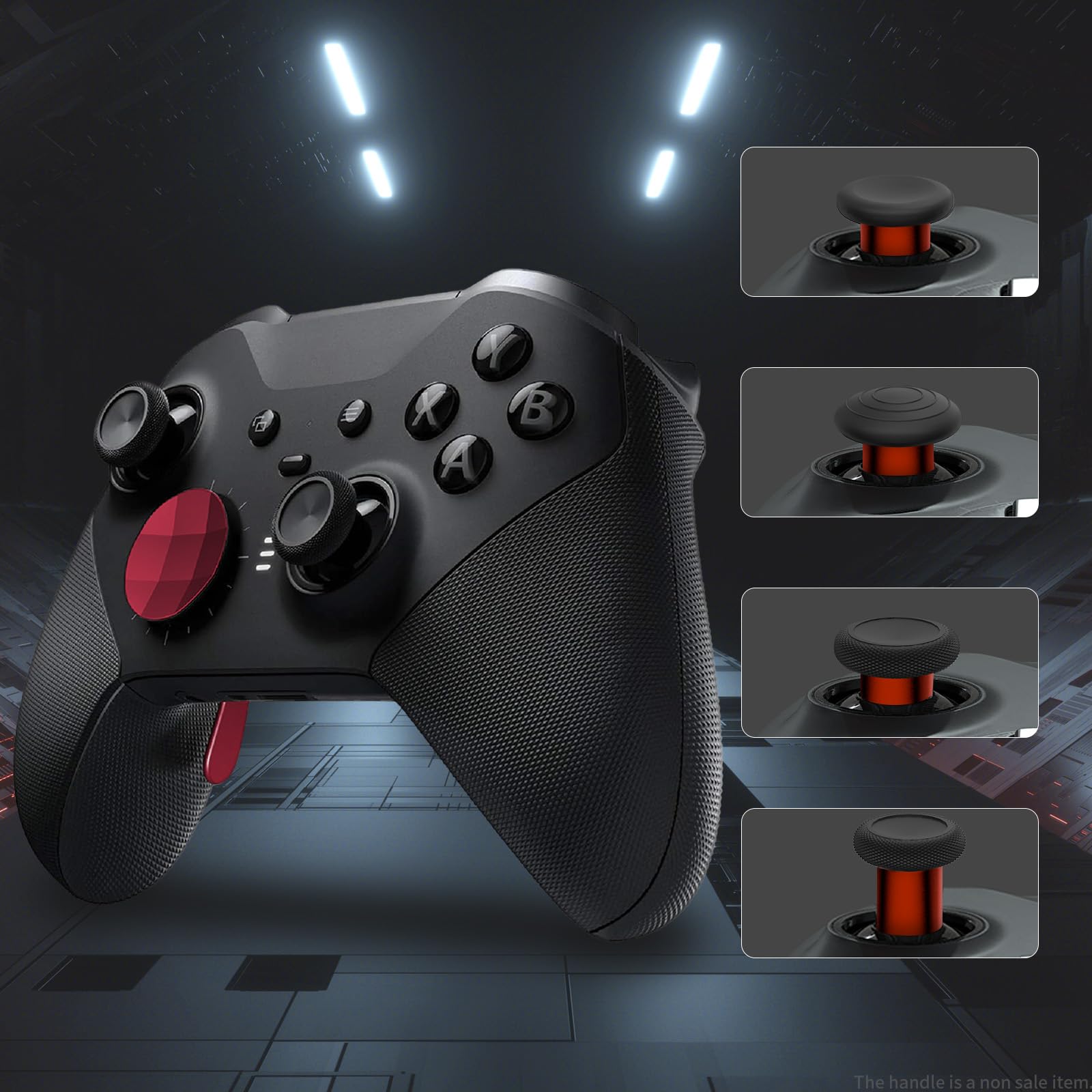 CHARM FOCUS Kit de remplacement 16 en 1 pour manettes Xbox Elite Series 2, comprenant des joysticks magnétiques, des palettes, des capuchons en silicone, des pavés directionnels outil (Rouge volcan)