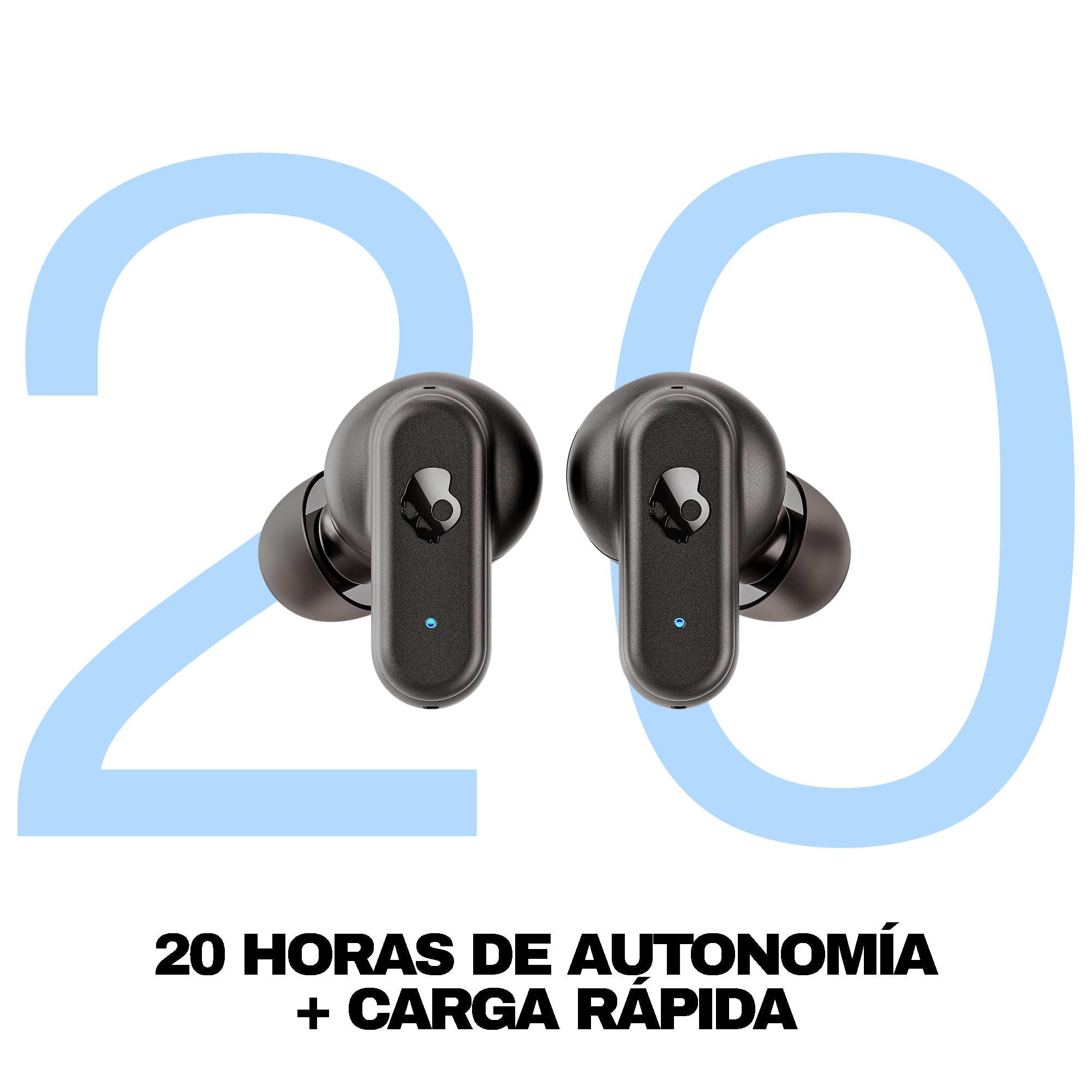 Skullcandy Dime 3 Wireless Earbuds, Bluetooth Headphones, Noise Isolating Fit, Up to 20 Hours Battery, Microphone for iPhone Android, Easy Carry with Integrated Lanyard - True Black