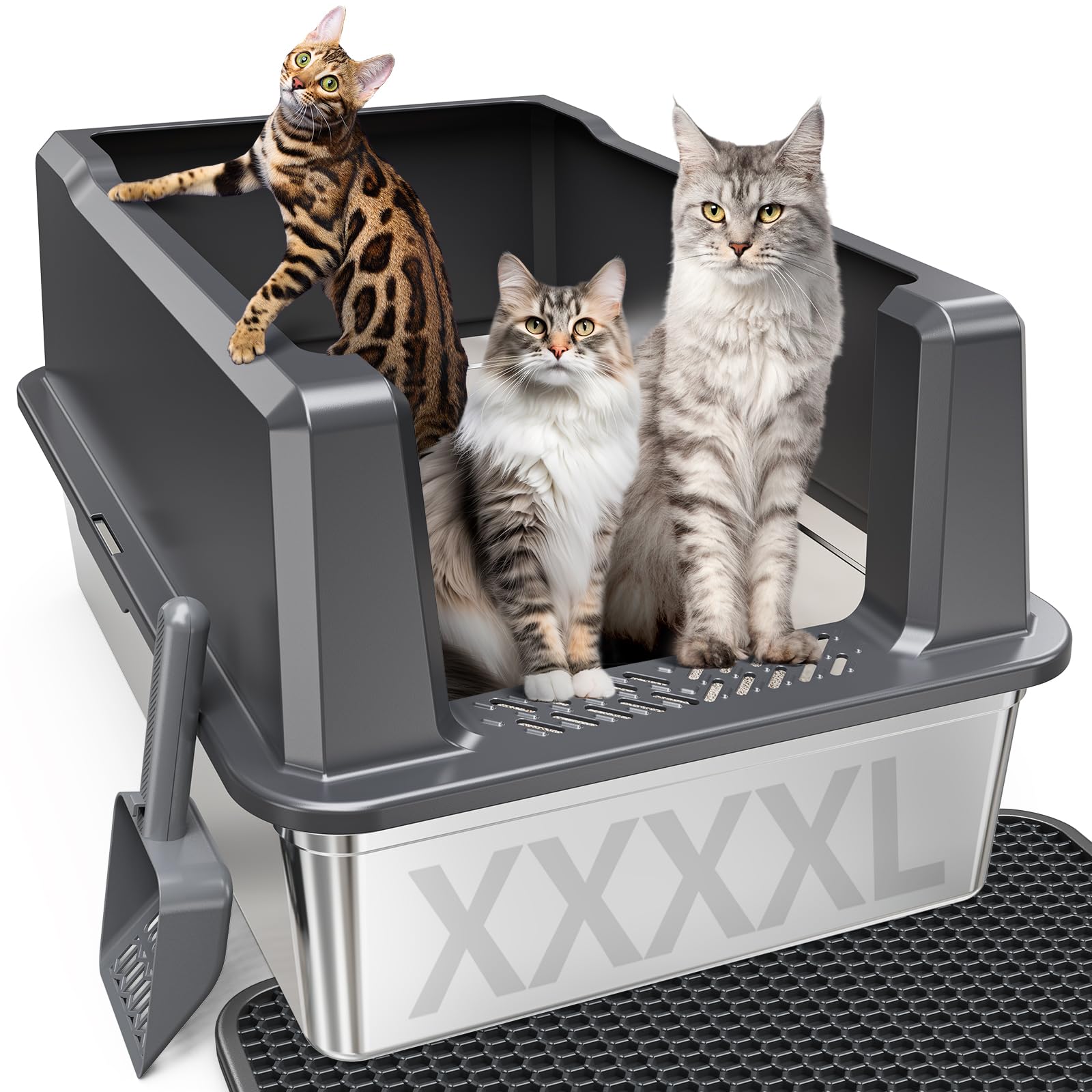 Pematar XXXL Stainless Steel Cat Litter Box