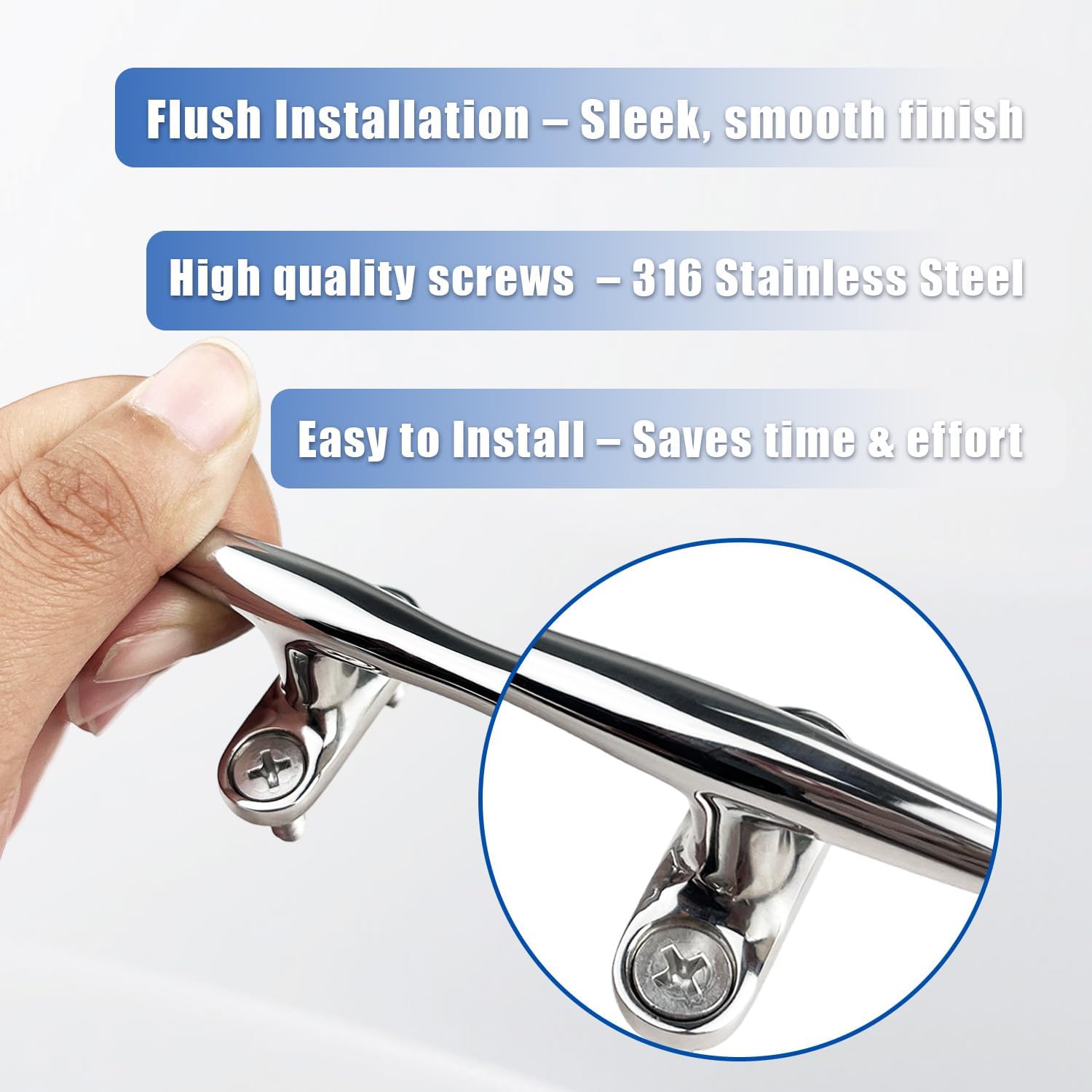Boat Cleat, 4"/5"/6"/8"/10" Marine Grade 316 Stainless Steel Open Base Dock Cleat, Rope Cleat with Fasteners for Kayaks, Nautical Decor, 2 Pack/4 Pack