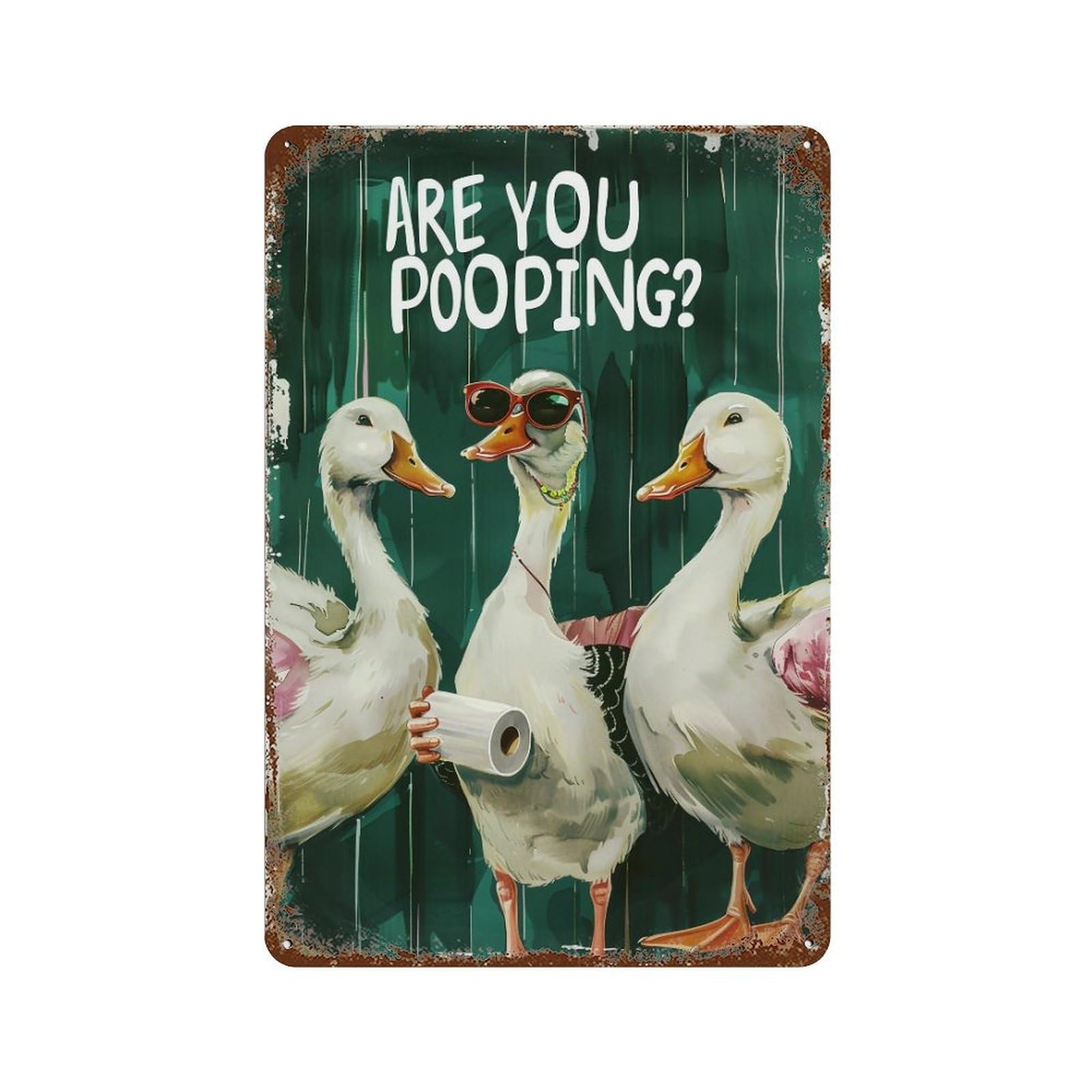 FHUYEURHRY Duck Bathroom 03 Wall Decor Retro Iron Vintage Art Metal Tin Sign Poster Modern Home Cofffee Club Art Bar Shop Decorations Style-12 30x20cm