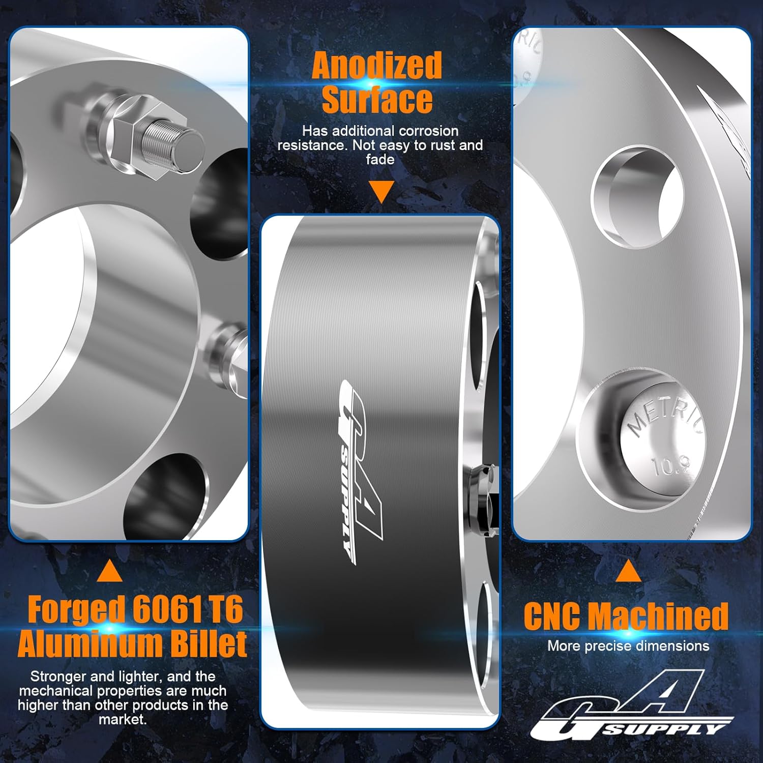 GAsupply ATV Wheel Spacers 4x110, Compatible with CFMoto, Segway, Yamaha, 2" 50mm Wheel Spacer Adapters 74mm Hub Bore with 12×1.25 Studs, 4 Pack