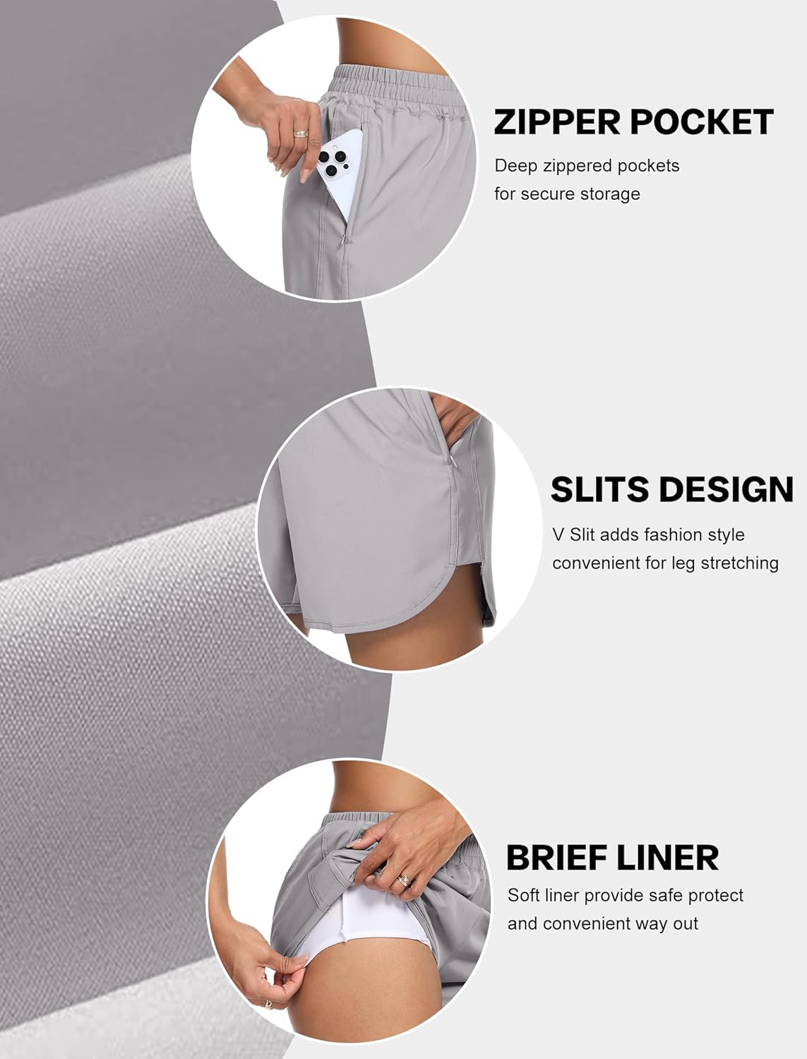 SILKWORLD Women's Running Shorts Hight Waist 5" Summer Athletic Gym Workout Fashion Short with Liner and Zipper Pockets - Image 4