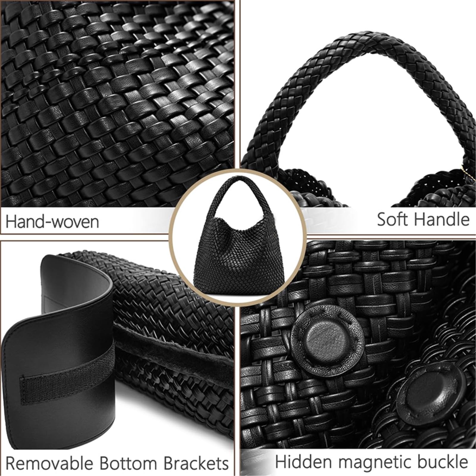 Strandtasche Frauen Große Gewebte Handtasche Weiche Leder Schultertasche Sommer Strand Reise Tote Tasche Mit Geldbeutel