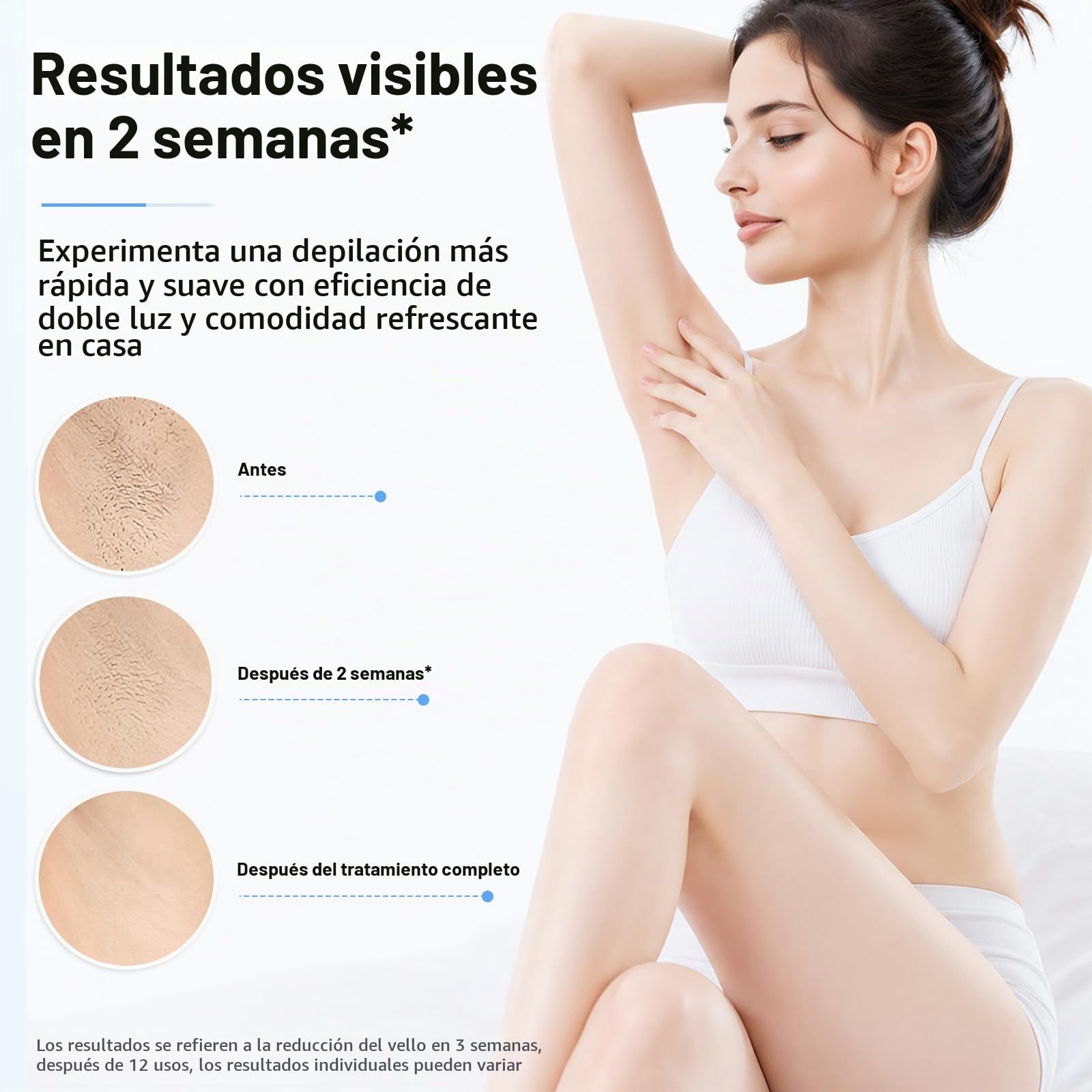 Depiladora Laser Mujer, 999.999 Flash 3 Niveles Casa, Depiladora IPL, Plata