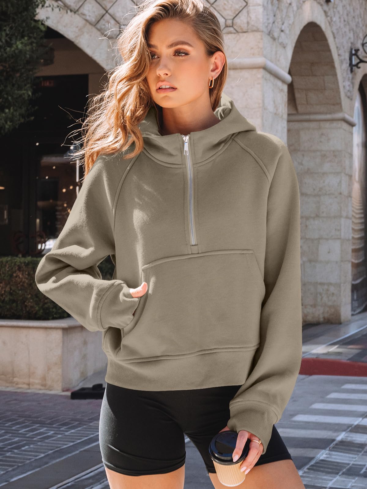 AUTOMET Womens Hoodies Fleece Fall Fashion Outfits Workout Sweatshirts Y2k Winter Zip Up Jackets Oversized Tops Clothes 2025 Coffee M