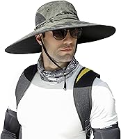 Vista 12 de Leotruny Sombreros de ala ancha para hombre UPF50+ sombrero impermeable transpirable para pesca, senderismo, camping