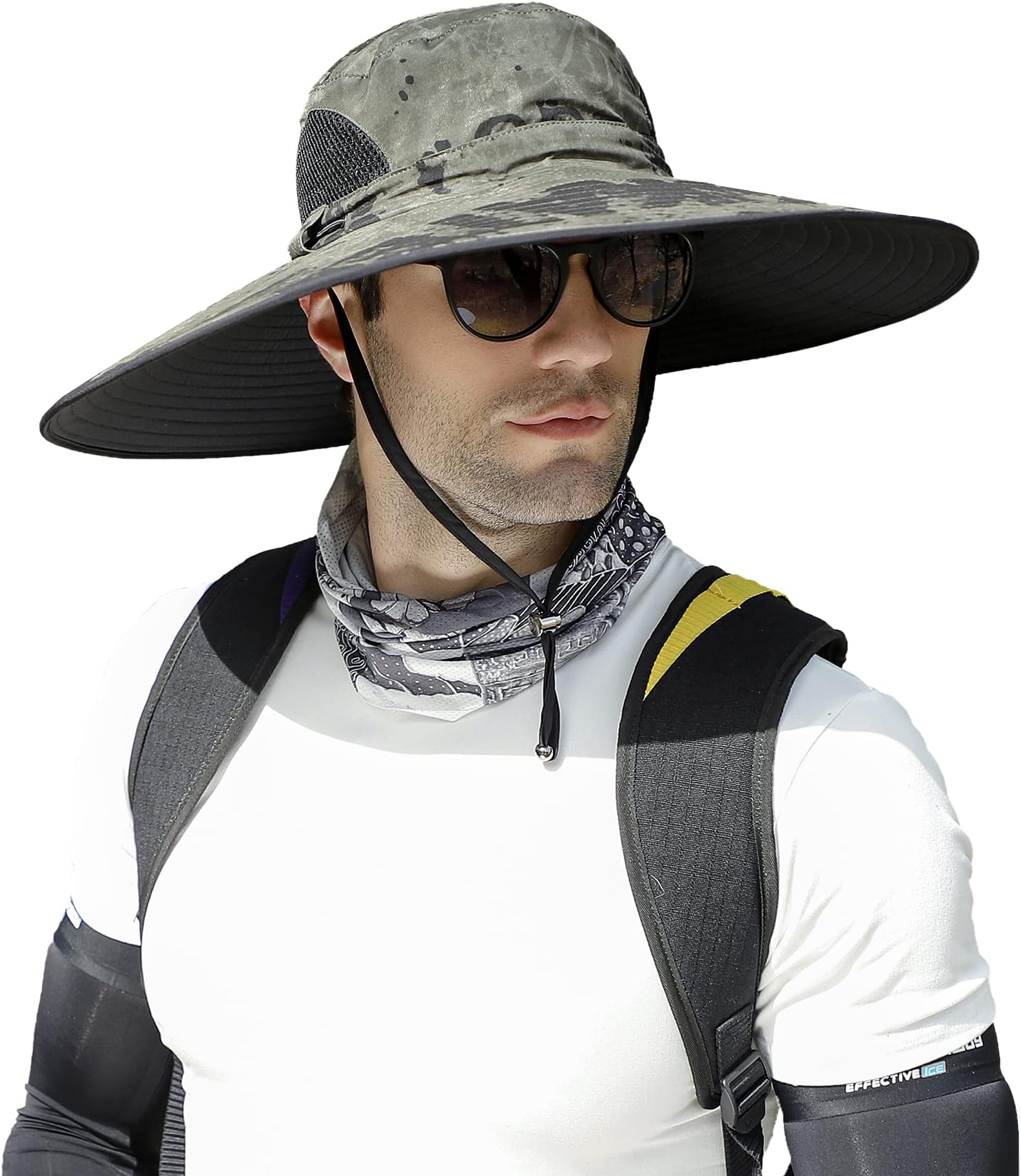 LeotrunyMen Wide Brim Sun Hats UPF50+ Waterproof Breathable Bucket Hat for Fishing, Hiking, Camping