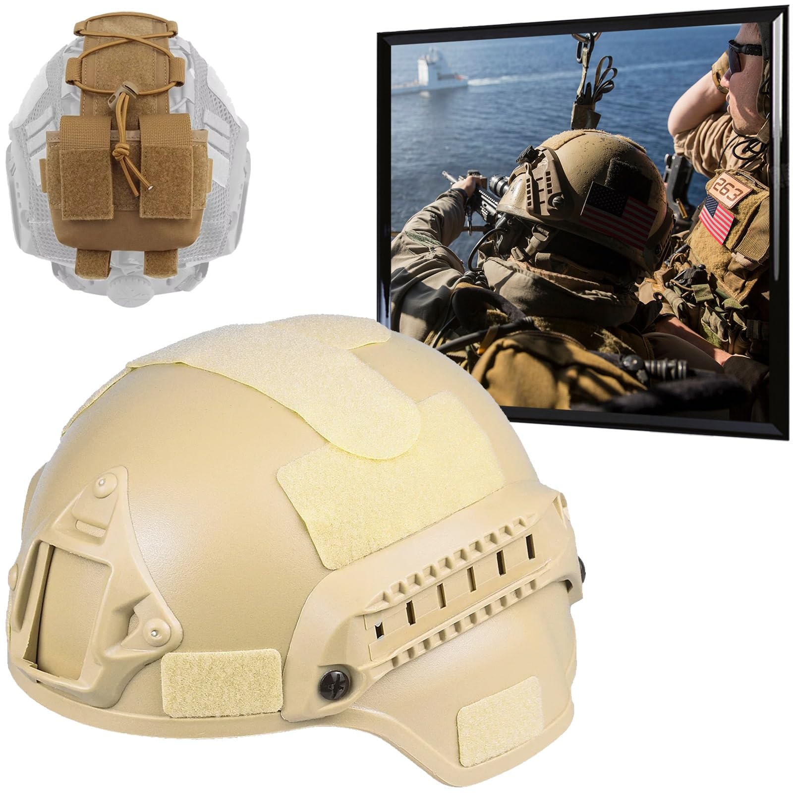 Casque MICH2000 airsoft protégeant des chocs avec housse tactique