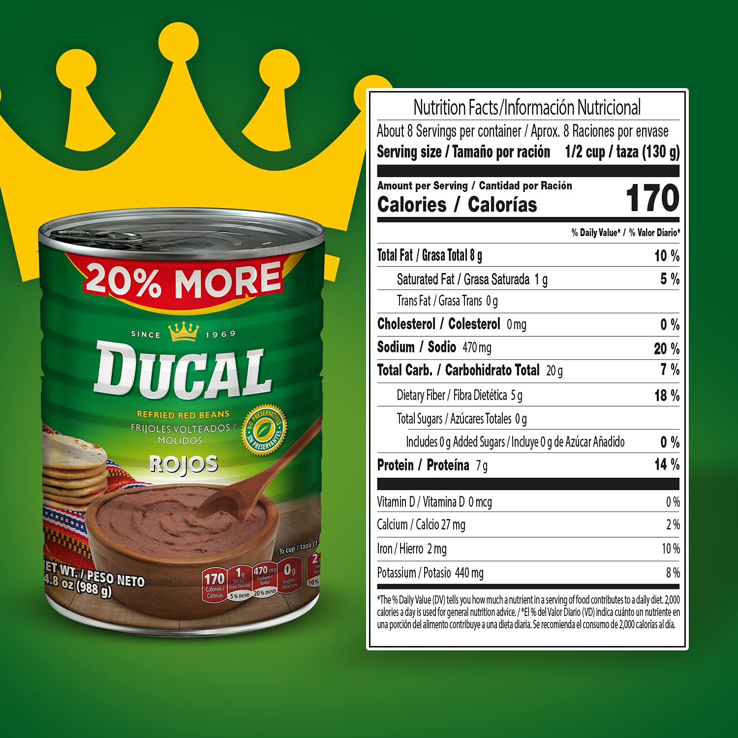 Ducal Frijoles rojos refritados vegetarianos instantáneos 20 más sin