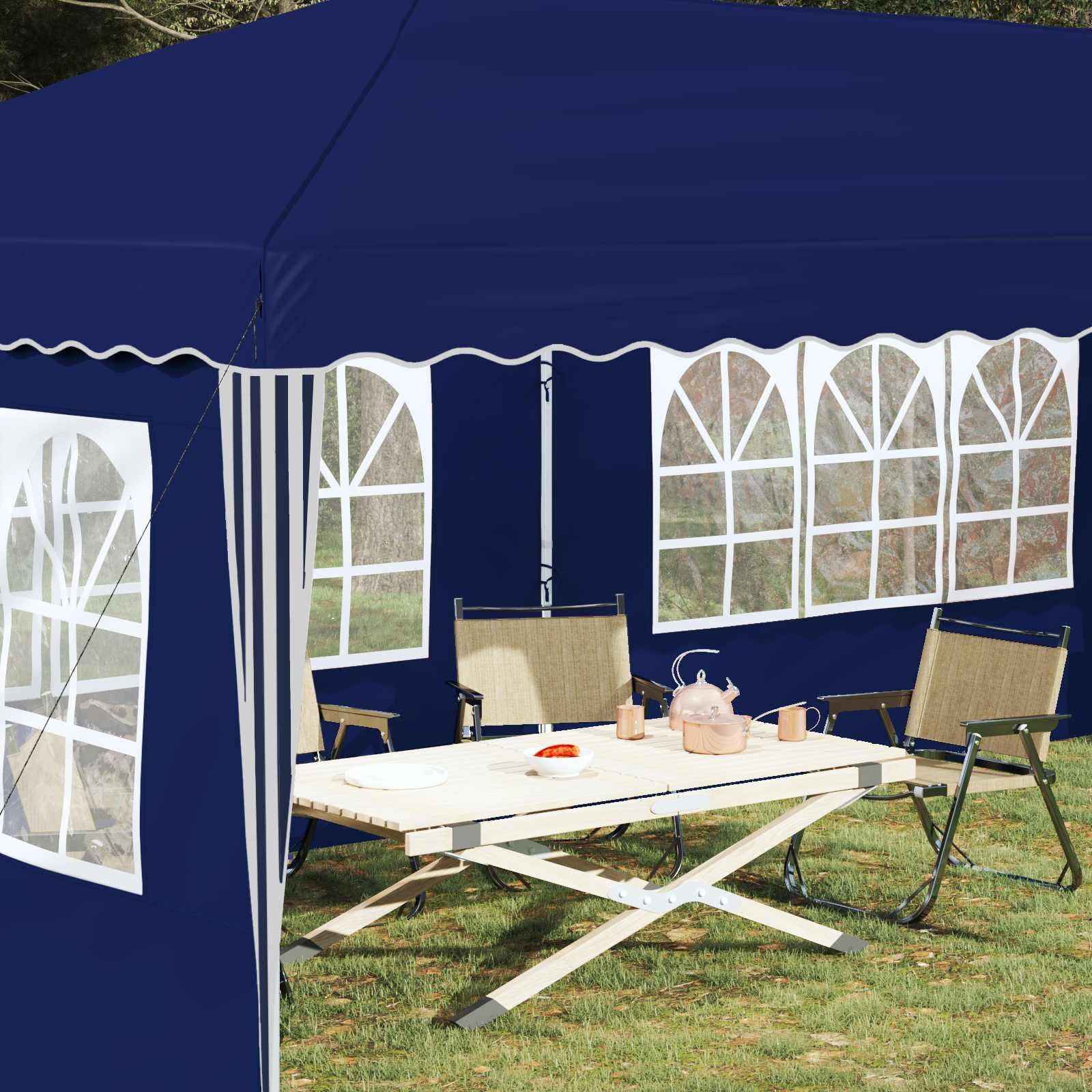 Namiot imprezowy Pop-up 575 x 289 x 245 cm, niebieski pawilon ogrodowy, namiot składany, namiot imprezowy z 4 ściankami bocznymi, odporny na warunki atmosferyczne, ochrona przed