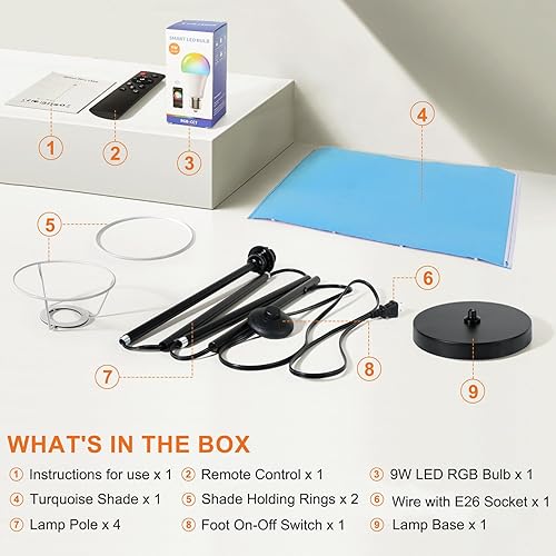 Miniatura 54 de FRIDEKO HOME Paquete de 2 lámparas de pie para sala de estar, colores regulables, temperatura y brillo, lámpara de pie moderna con control remoto,