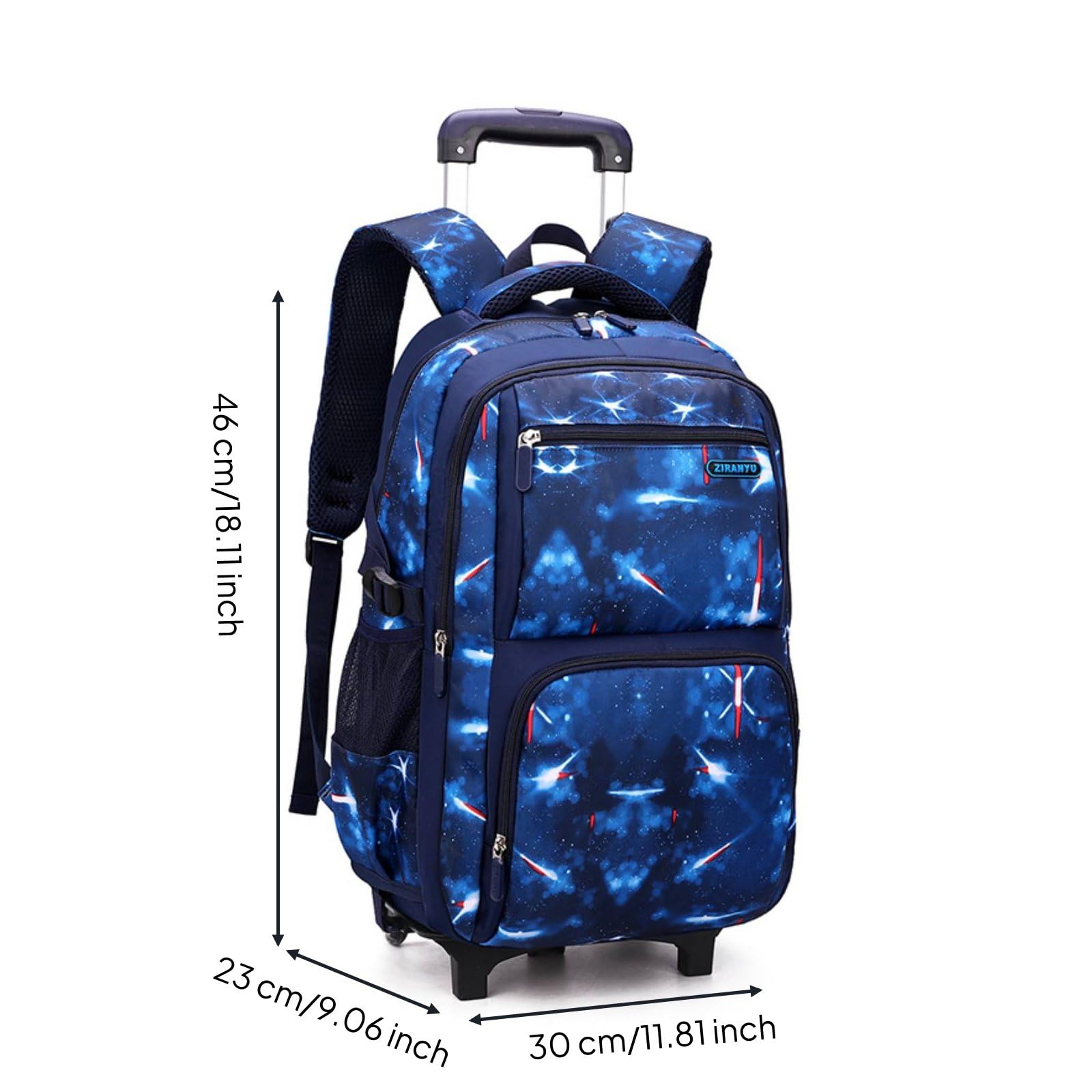 Mochila Escolar con Carrito Trolley Estudiantil Maleta Escolar Bolso con Ruedas de Ruedas para Escaleras y Superficies Irregulares Gran, Azul, size to 5