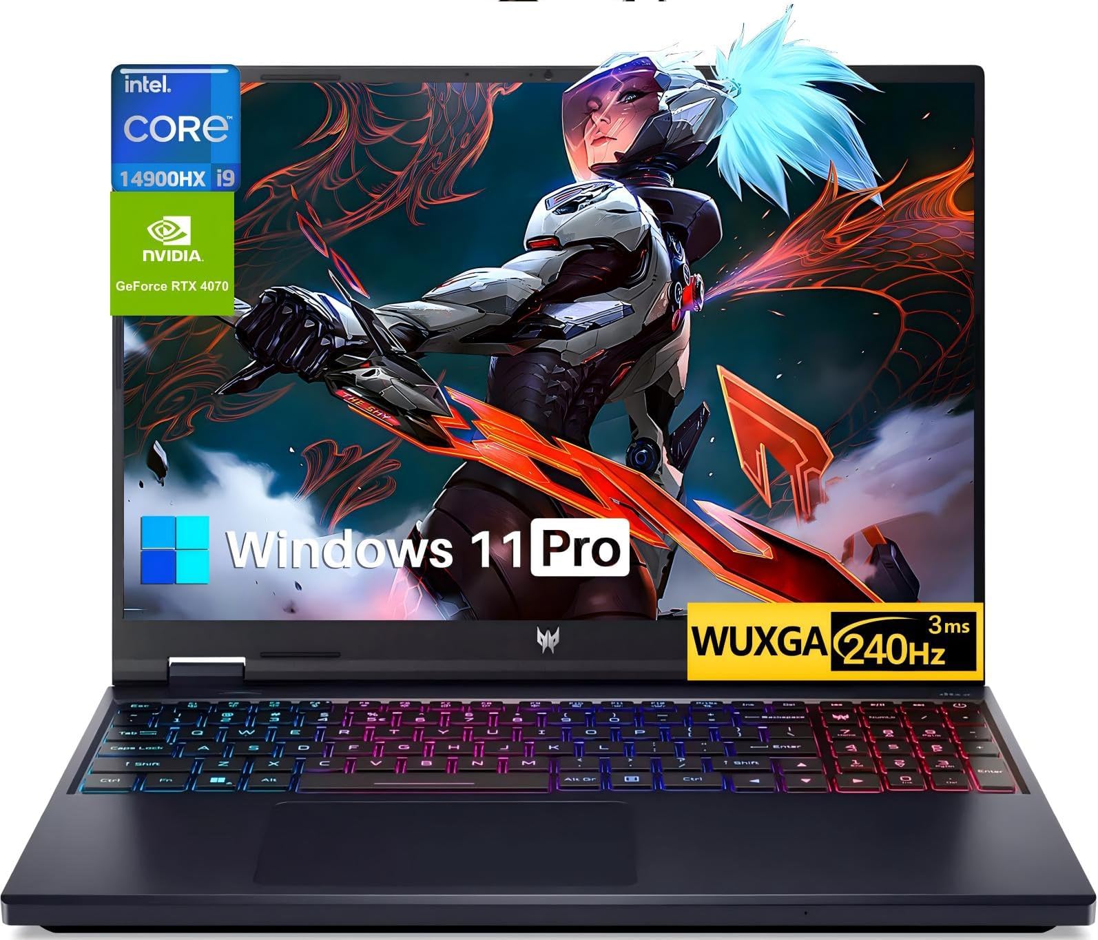 acer Predator Helios Neo 16 Gaming Laptop, Intel 24-Core i9-14900HX, GeForce RTX 4070, 16" WQXGA IPS 500 nits Display, 64 GB DDR5 RAM, 2 TB SSD, Backlit Keyboard, TB 4, Windows 11 Pro, w/Accessories