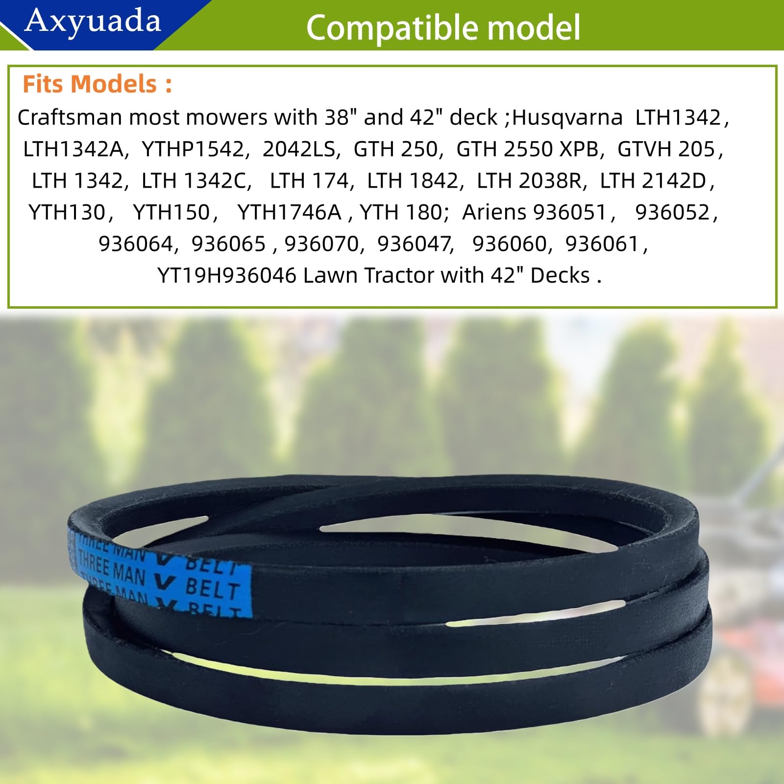 Correa de transmisión 4L950 de 1/2 x 95 pulgadas compatible con los modelos de cortacésped AYP, Craftsman, Fu Shihua, Murray y Pulan.