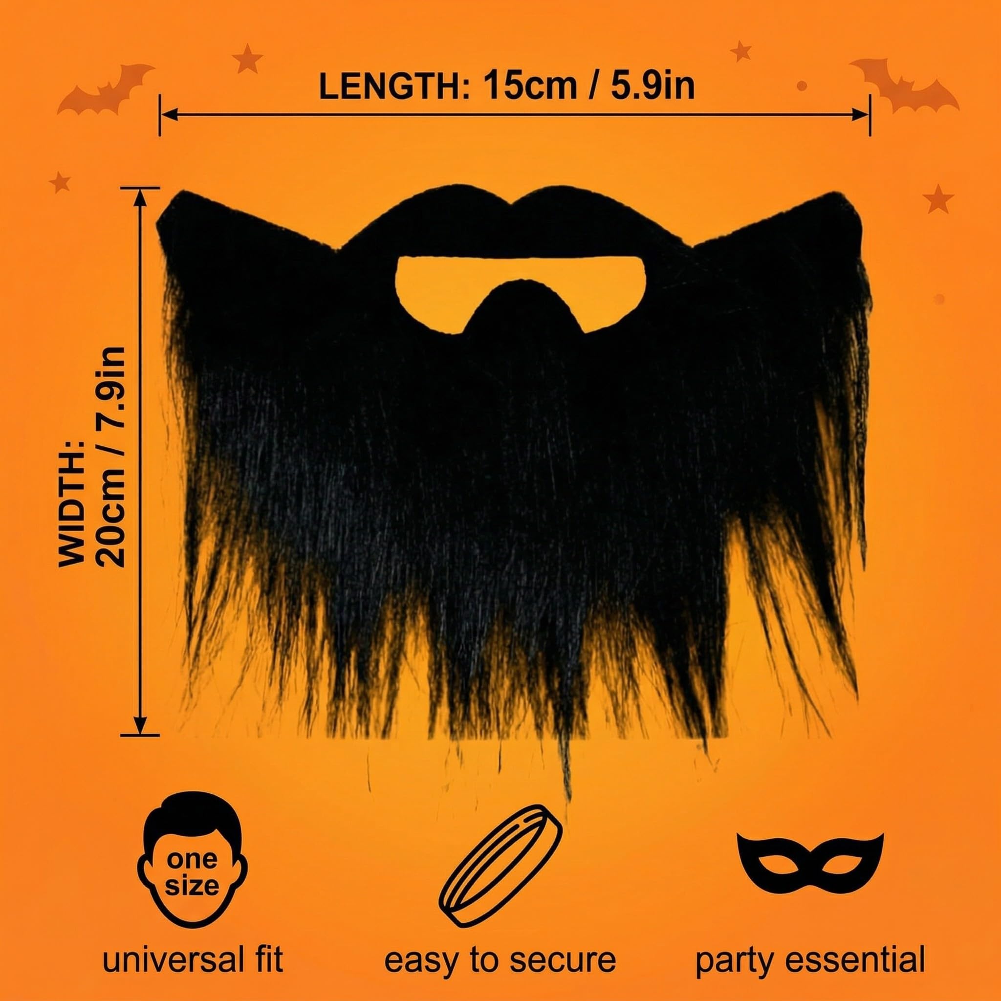 1 sztuka czarna sztuczna broda, pełna broda i sztuczne wąsy z elastyczną opaską, na Halloween karnawał cosplay i imprezę