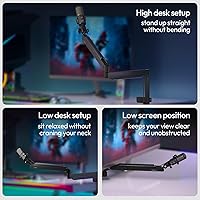 Vista 2 de ULANZI ZJ05 Premium High-Low Profile 2-in-1 Design Microphone Boom Arm with Ballhead Cold Shoe Fully Adjustable, with Cable Management Channels