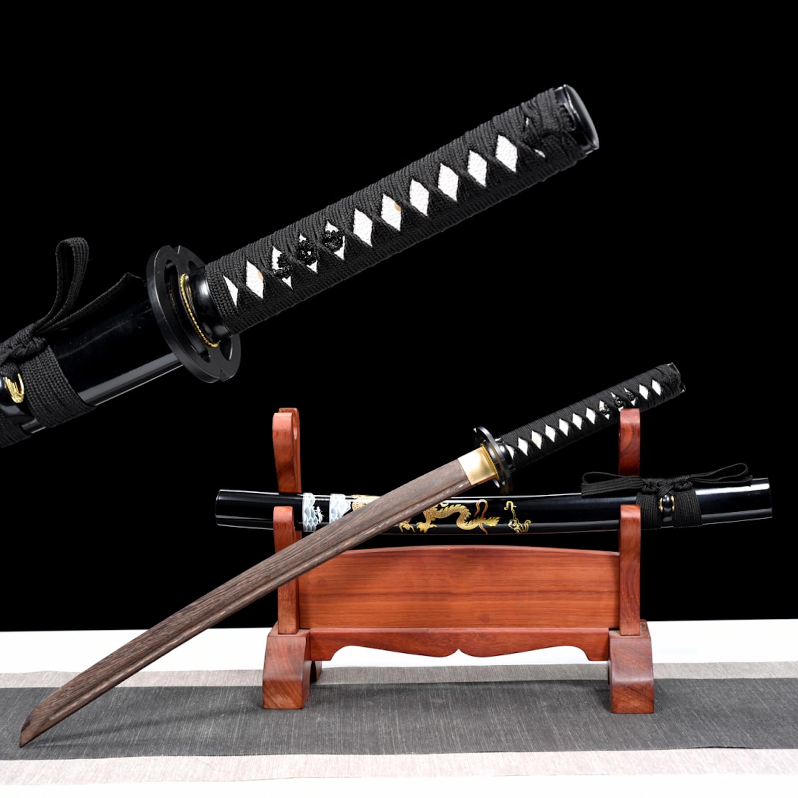 Bokken Fait Main de 78 cm,Katana wakizashi Japonais en Bois,épées de samouraï Courtes en Bois avec Fourreau