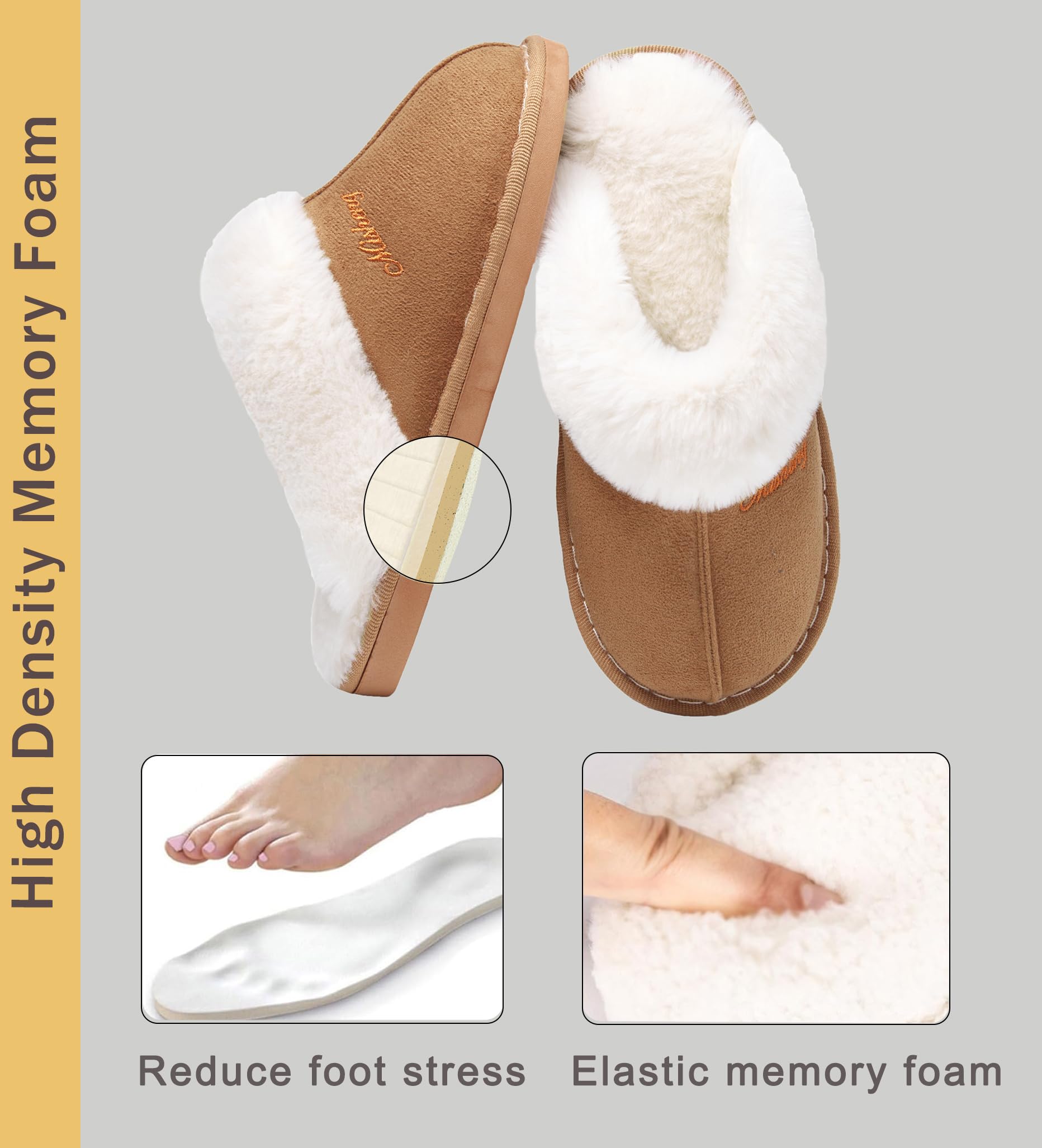 Donpapa Pantofole Donna Uomo Peluche Autunno Invernali Morbida Memoria Schiuma Interne Casa Ciabatte Fluffy Pelose Interno Esterno
