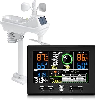 Urageuxy Wireless Weather Station Indoor Outdoor, Home Weather Stations with Rain Gauge, Wind Speed/Direction, Temperature, Humidity, Moon Phase, Weather Forecast, Barometer Pressure