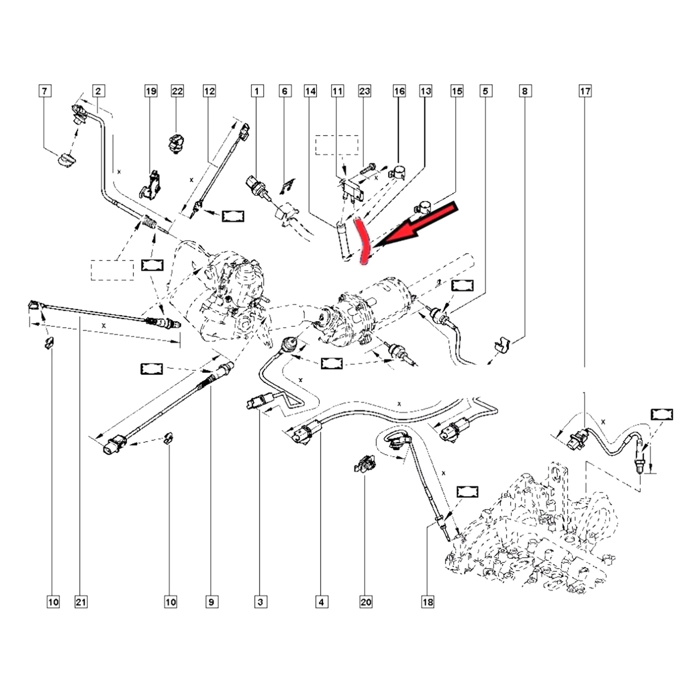 Partsline Tuyau de Capteur de Pression compatible avec Dokker, Duster, Lodgy, Logan II, Sandero II, Clio IV, Mégane III/IV, Scénic III/IV 1.5 dCi - Réf 208742477R 208744205R
