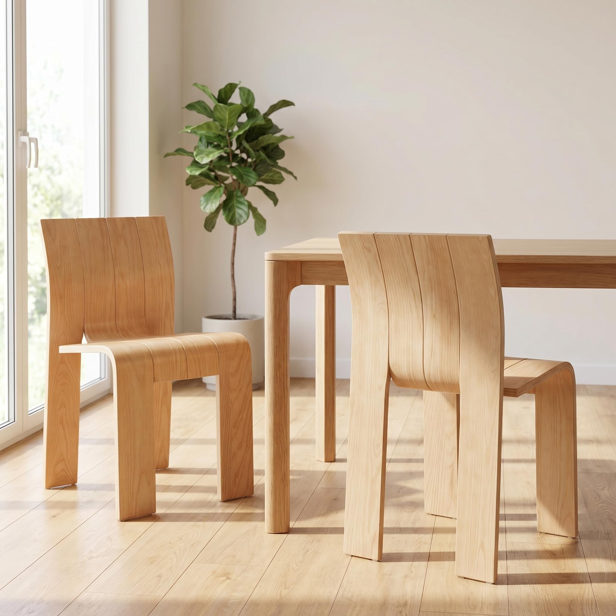 Amazon.com - QUINJAY Natural Wood Dining Chairs Set of 2, Mid