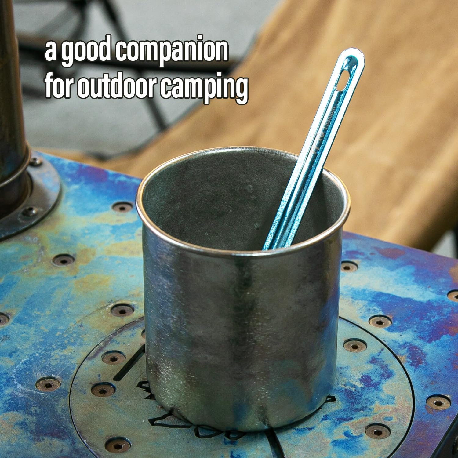 TiTo Bright Colorful Titanium Spork for Outdoor Camping Light Weight Titanium Spoon for Travel Home with Cloth Bag (Blue Spoon)