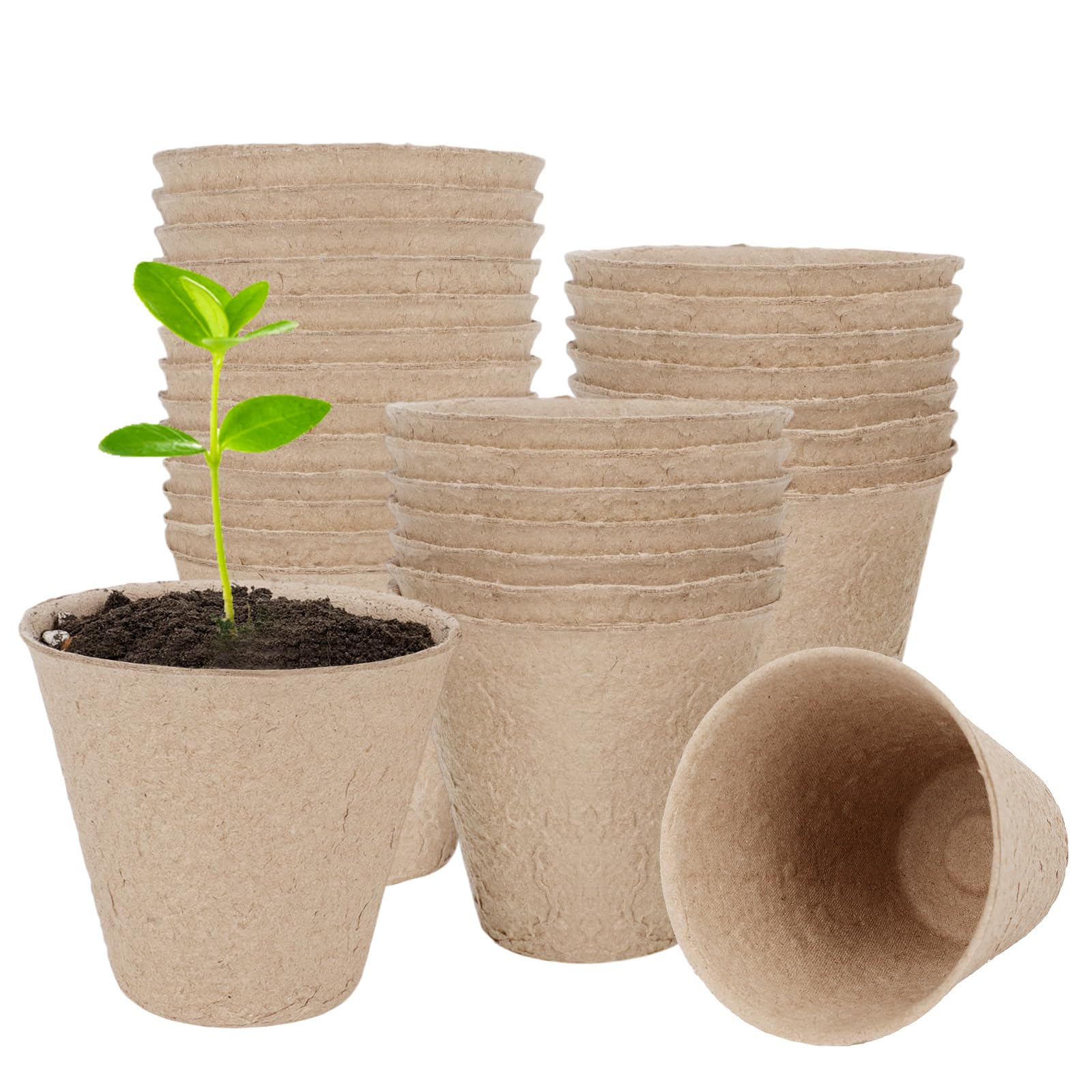 24 Packs Peat Pots, 3 Inch Seed Starting Pots Without Drainage Holes, Biodegradable Round Nursery Pot, Starting Seeds of Vegetables, Herbs, and Flowers