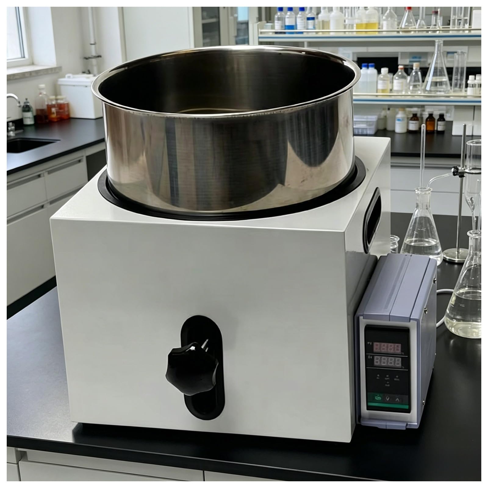 Digitales Thermostat-Wasser-/Ölbad, Laborheizgerät mit Hubvorrichtung | Innenbehälter aus Edelstahl, PID-Regler, Raumtemperatur bis 300 °C, für Chemie- und Biolabore(5L)