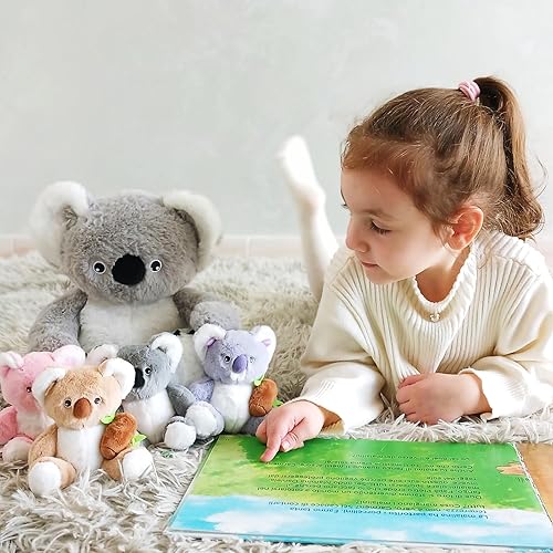 Miniatura 5 de OUOZZZ Koala - Animales de peluche con bebés en el interior de 12 pulgadas, juguetes de peluche de koala con 4 bebés, juguetes de regalo para niñas