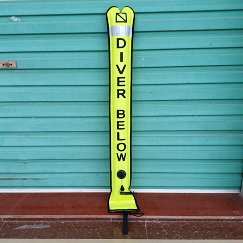 Baoblaze 4ft/120cm Reflective Inflatable (SMB Surface Marker Buoy) Diver Below Tube for Underwater Scuba Diving