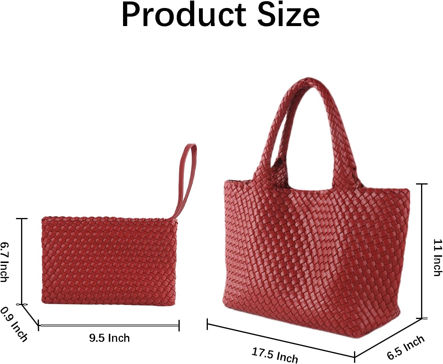 SporGenius Woven Tote Bag for Women, Vegan Leather Handwoven Bags with Small Purse, Large Braided Purses Top Handle Handbags - Image 6