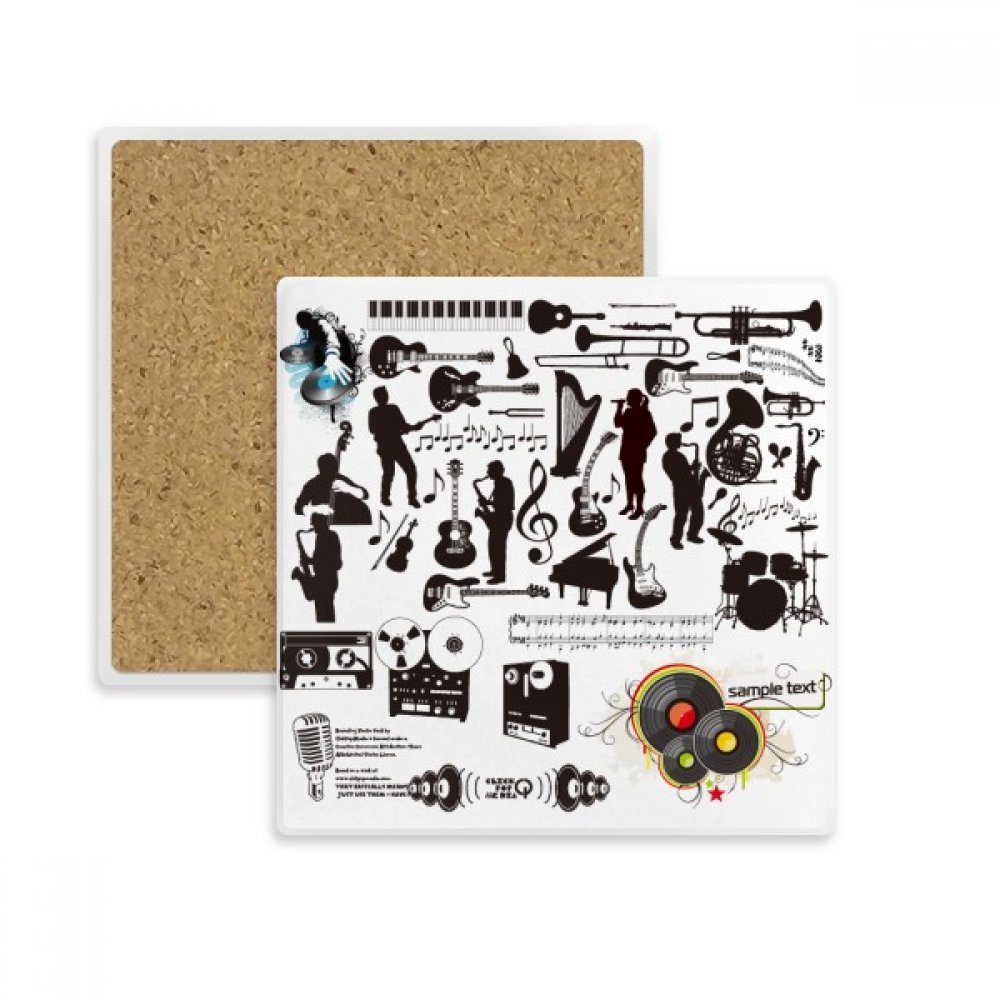 Coaster tasse rock music festival dessous de verre absorbant multicolore en pierre