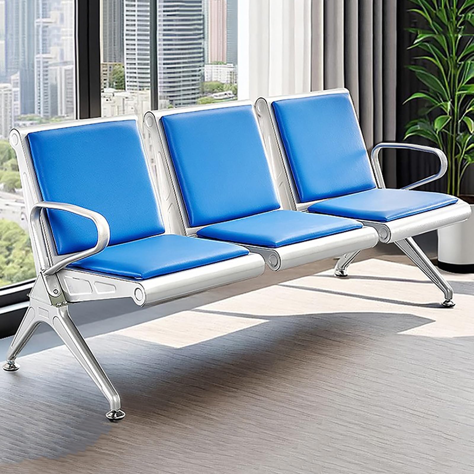 GTHTUHFD Waiting Room Chairs Reception Bench 3-Seater Leather Office Chair Airport Reception Seating With Backrest & Armrests & Comfortable Conference Chair For Hospitals