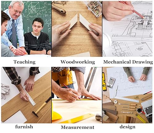 Miniatura 6 de Buscador de ángulos de transportador, regla de borde de carpintería, cuadrado en T, regla en T, regla de borde recto, herramienta de medición de