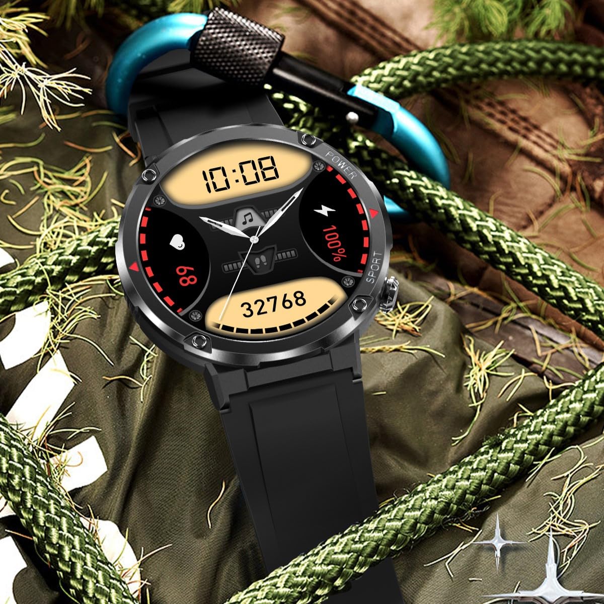 Smartwatch T30 z Słuchawkami Bluetooth F9 – Zegarek Męski z Rozmowami, Tętno, Ciśnienie, Saturacja, Sport, Muzyka, IP68, Bateria 600mAh, Ekran HD 1.6", PL Menu