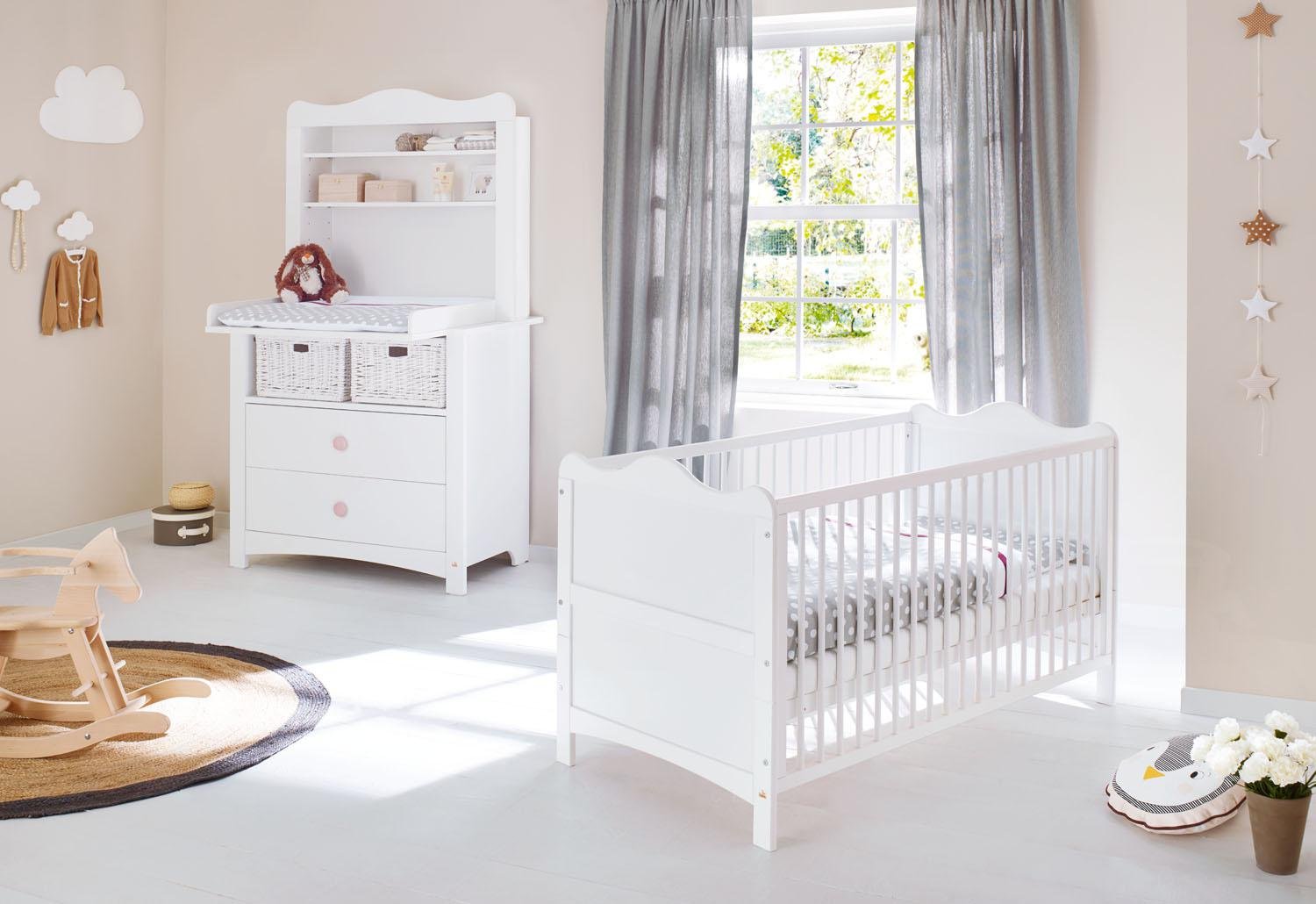 Pinolino Chambre de bébé Florentina Ensemble table à langer et lit bébé Blanc