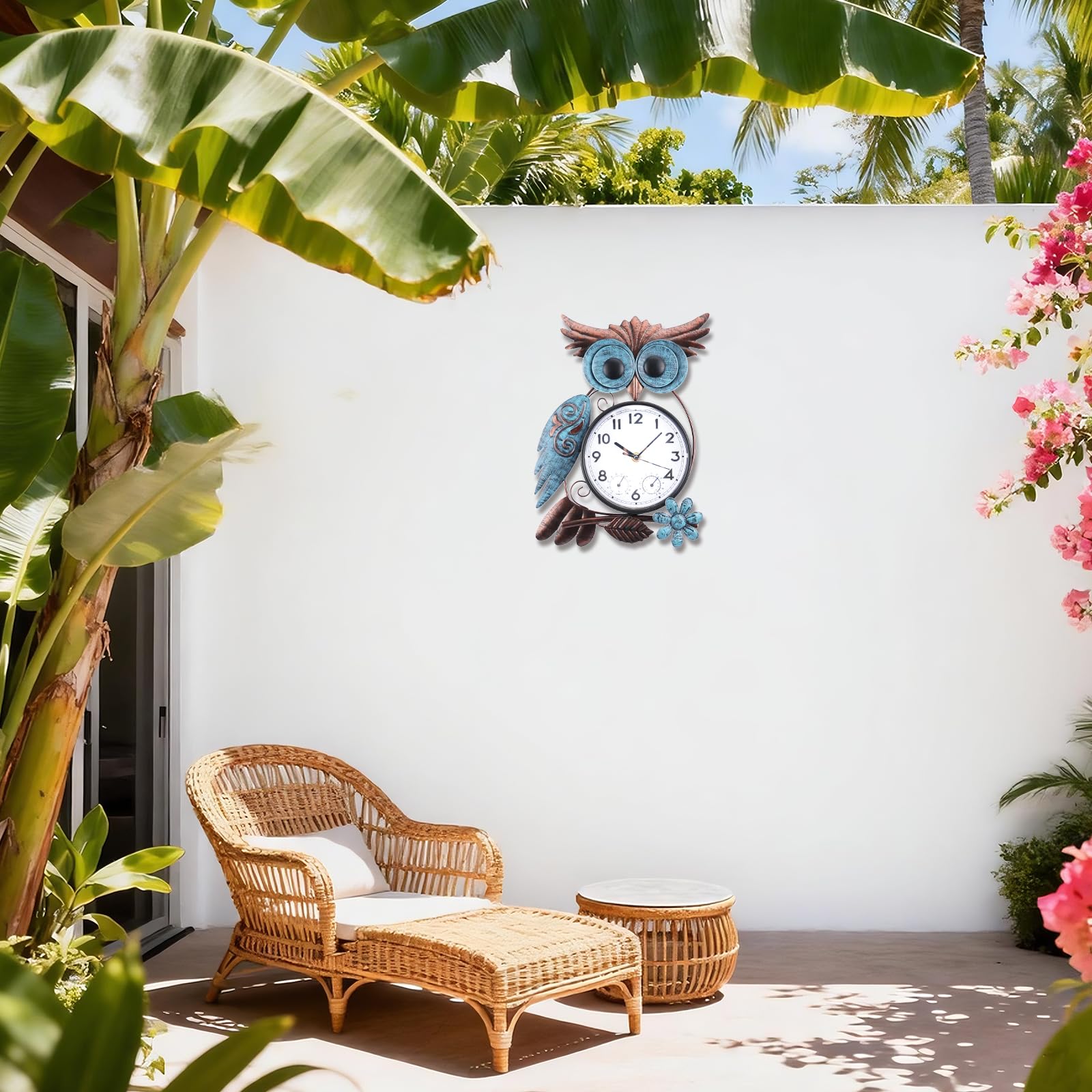MUMTOP Horloge murale d'extérieur étanche avec thermomètre pour terrasse, piscine, jardin, décoration d'intérieur - 36,5 cm