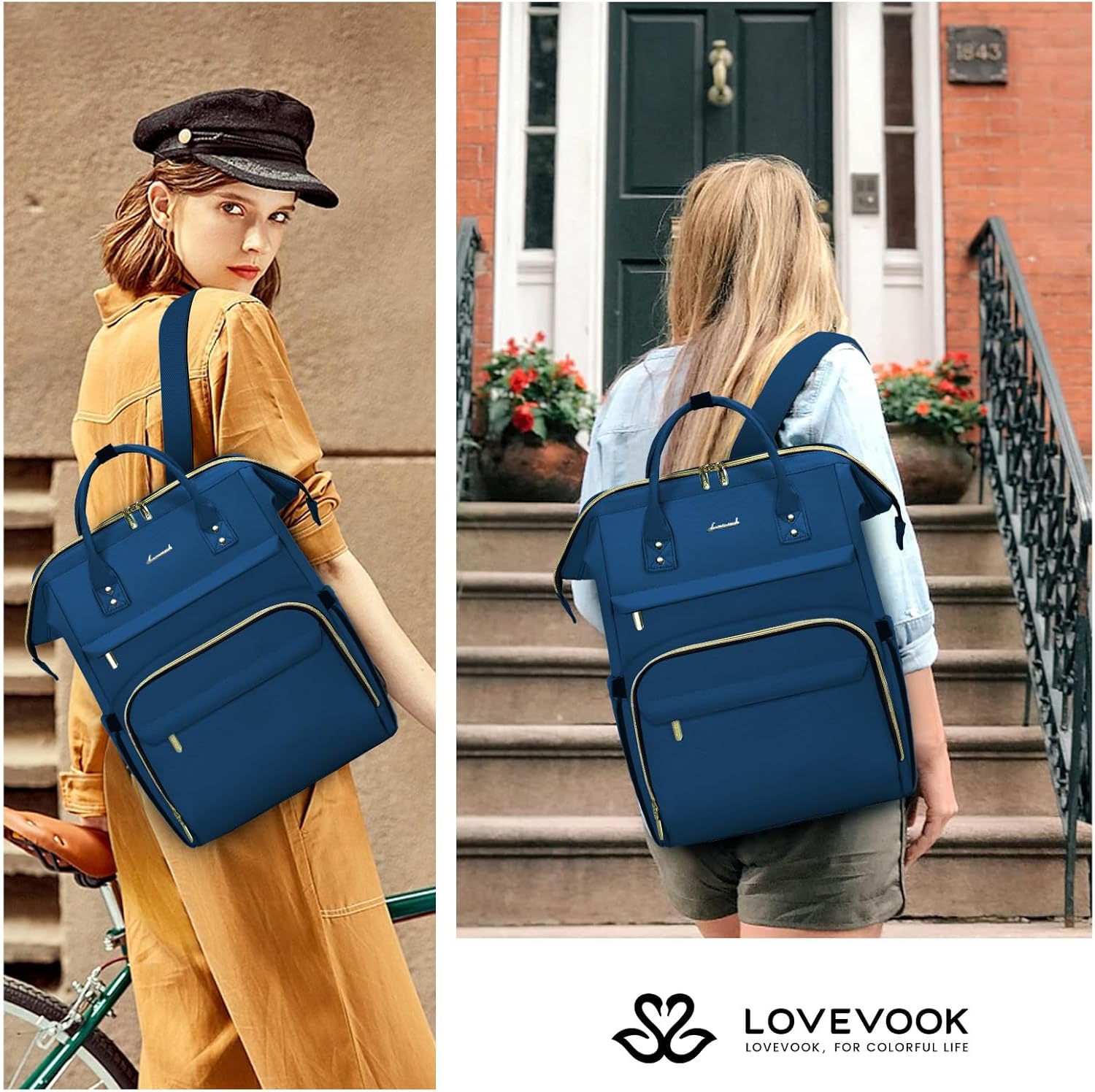 LOVEVOOK Laptop Backpack for Women,15.6 Inch Professional Womens Travel Backpack Purse Computer Laptop Bag Nurse Teacher Backpack,Waterproof College Work Bag Carry on Backpack with USB Port,Royal Blue - Image 6