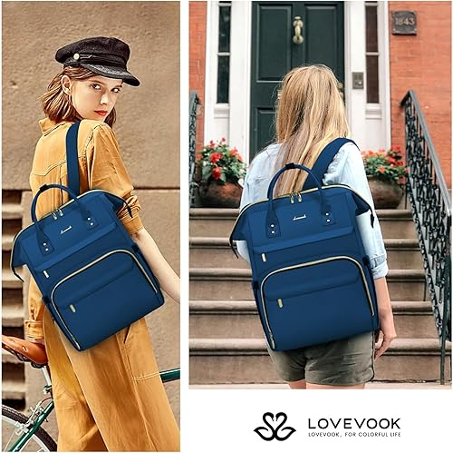 Miniatura 7 de LOVEVOOK - Mochila de mujer para laptop, mochila de viaje profesional de 17 pulgadas con puerto USB, mochila impermeable para trabajo, universidad,
