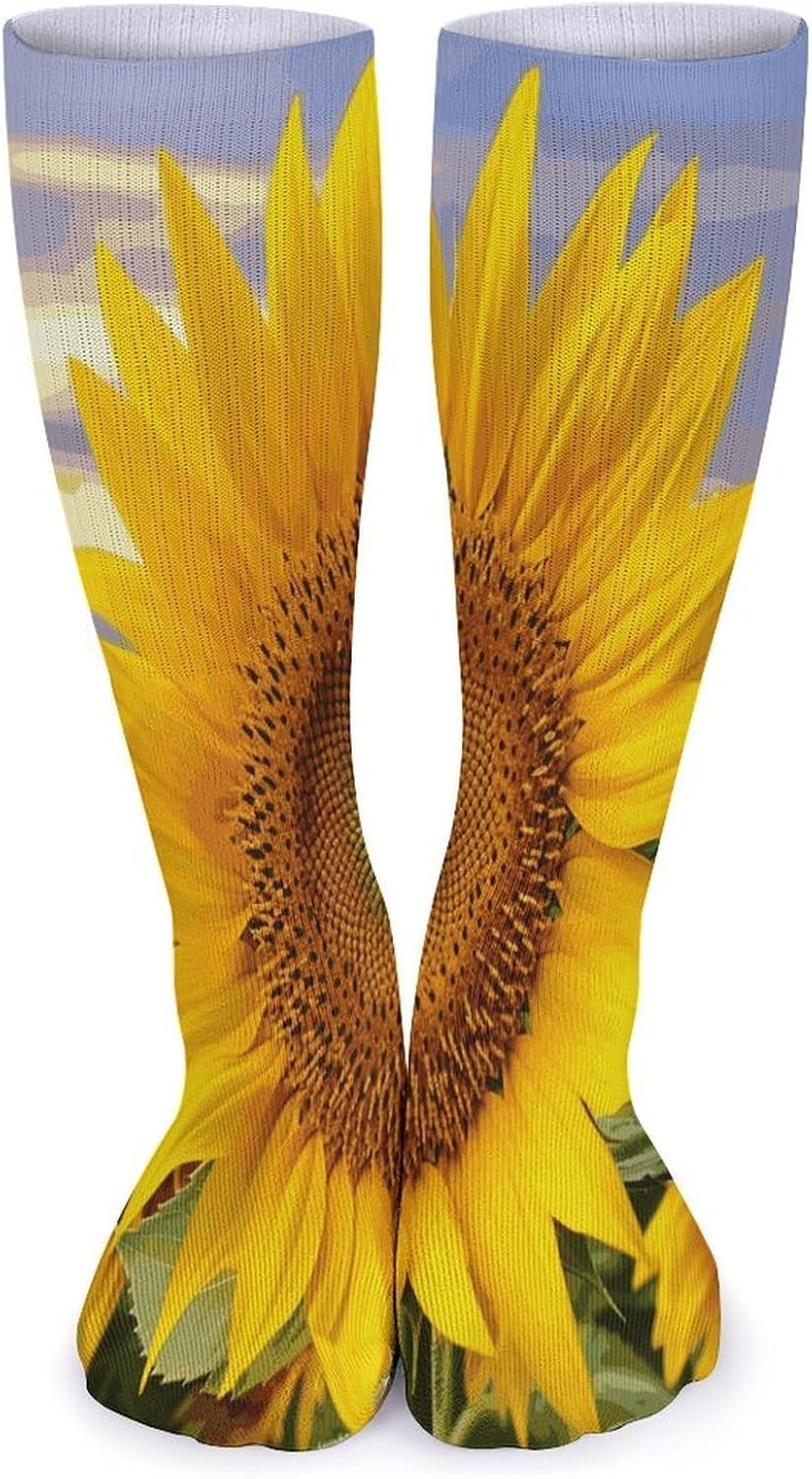 Golden Yellow Sunflower Stocking - Cute Casual Long Athletic,Crew Sock for Men Women,Running Socks Soft Breathable for Gift