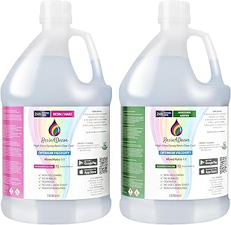 Epoxy Resin RESIN4DECOR 1:1 Casting Crystal Clear Adhesive for Arts Crafts Jewelry Making Molds and DIY Projects Non-Yellowing Non-Toxic High-Gloss Finish 12-24 Hour Cure Time Odorless - 3780ml