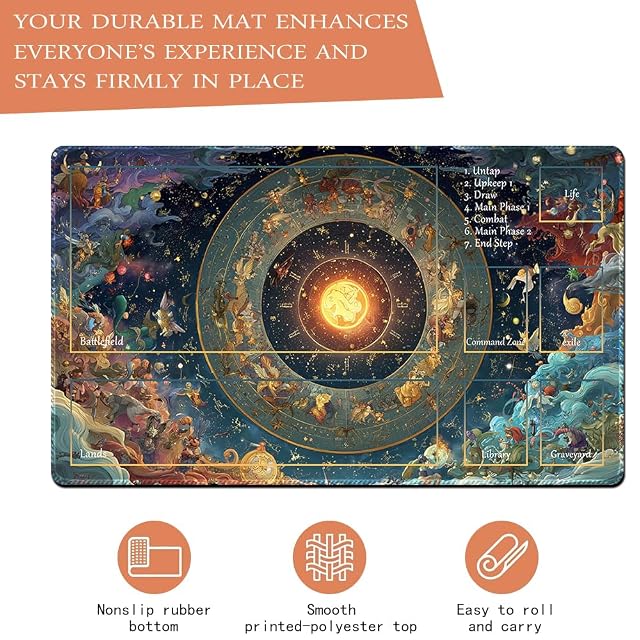 Foto 3 de 5 de MTG Play Mat, 60 x 35 cm MTG TCG Play Mat with Stitched Edges, HD Print Play Mat for Card Games