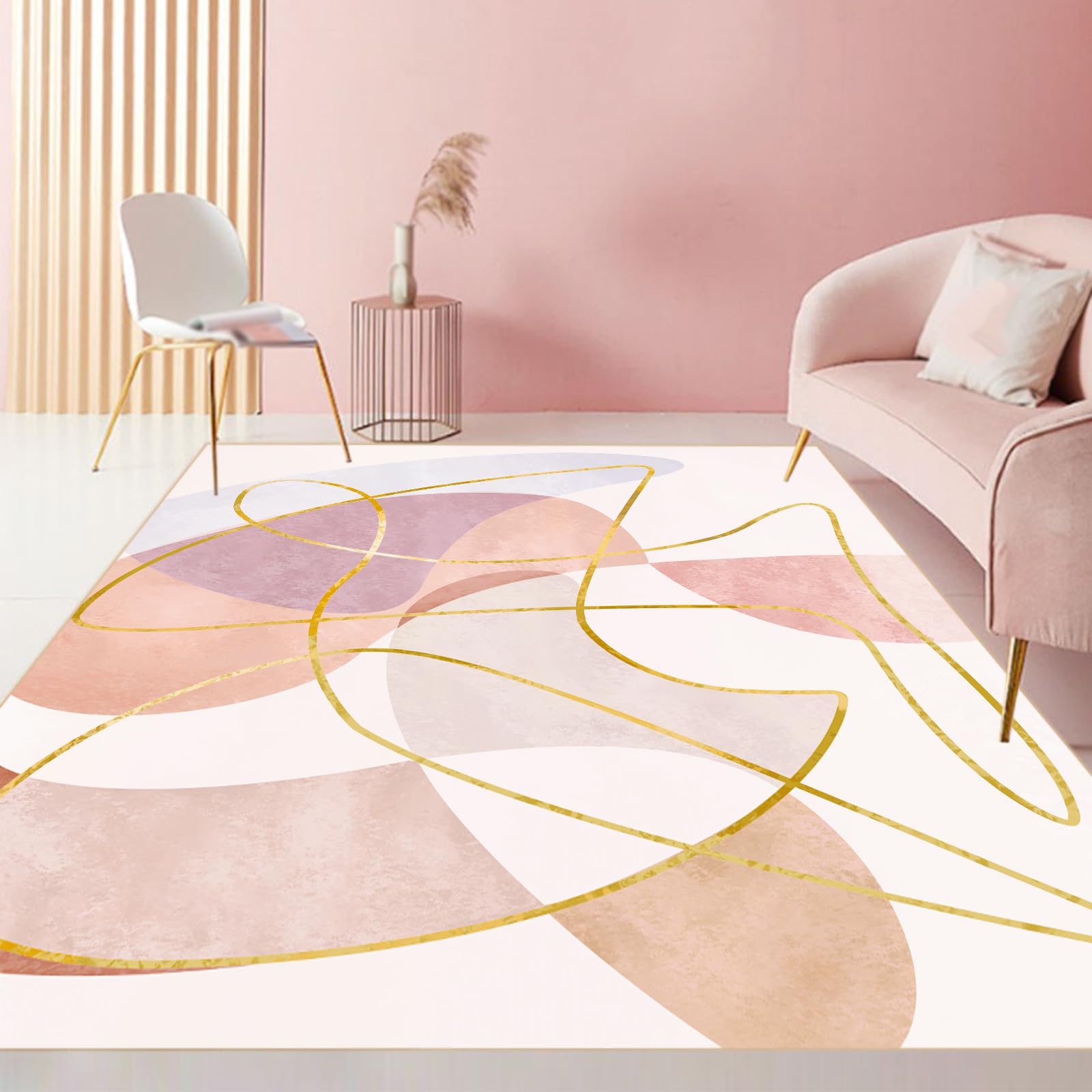 Tapis lavable pour chambre de fille rose jaune orange 120x180